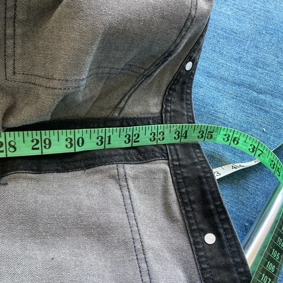 Free People Washed Black Denim Utility Jacket Dress - Picture 4 of 7